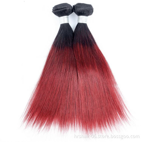 extention  Wine Colour raw Wholesale 99j bundle with closure european silky straight human hair 1b~99j cherry red bundles